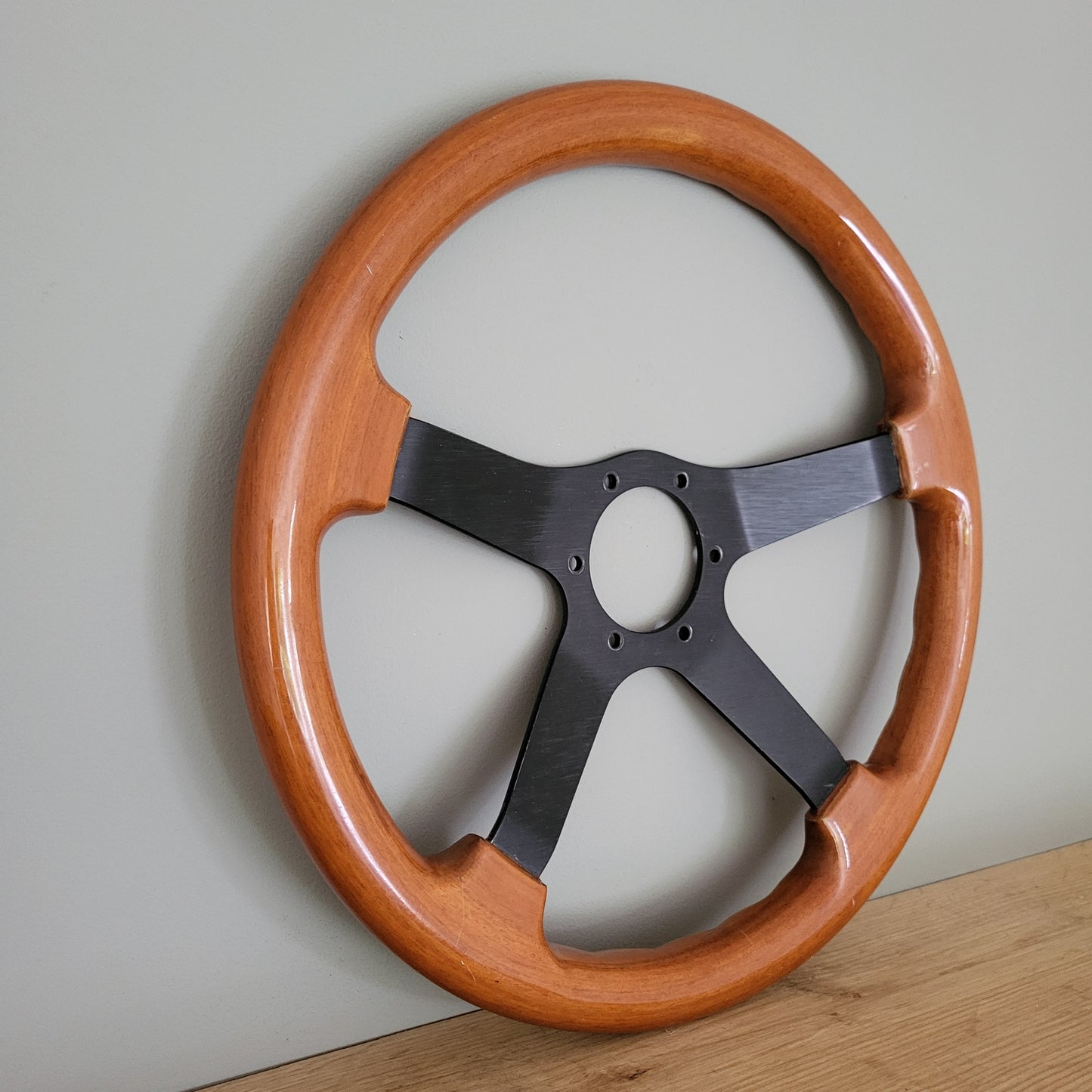 Cisa wooden steering wheel black four spoke (1982)