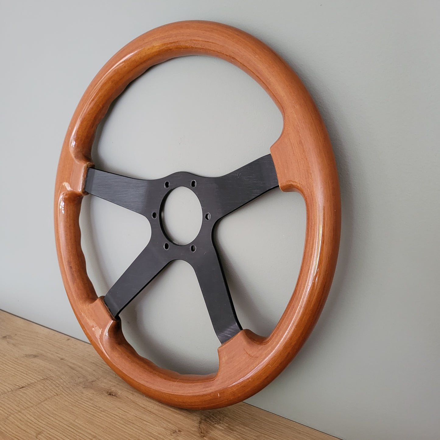 Cisa wooden steering wheel black four spoke (1982)