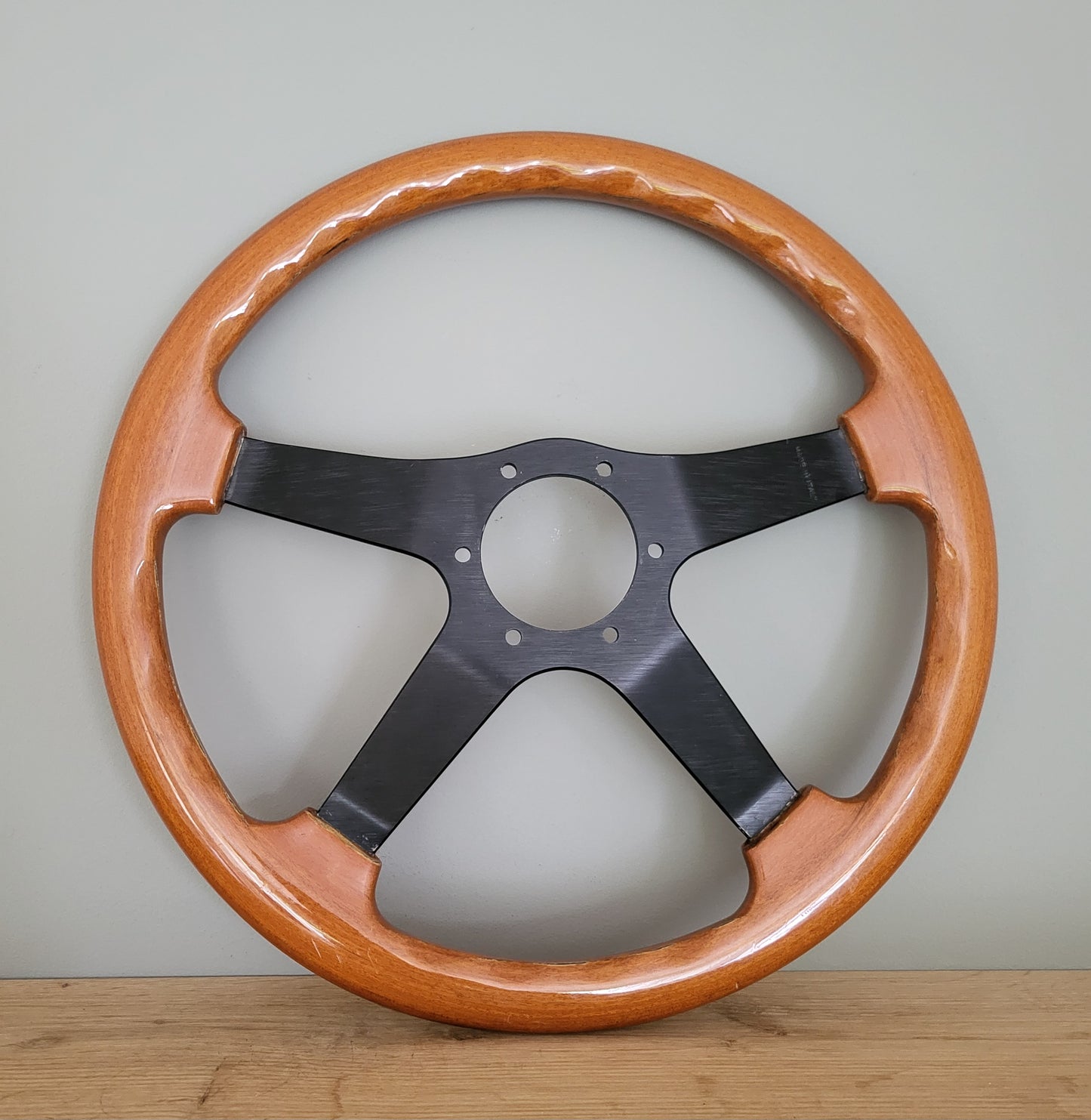 Cisa wooden steering wheel black four spoke (1982)