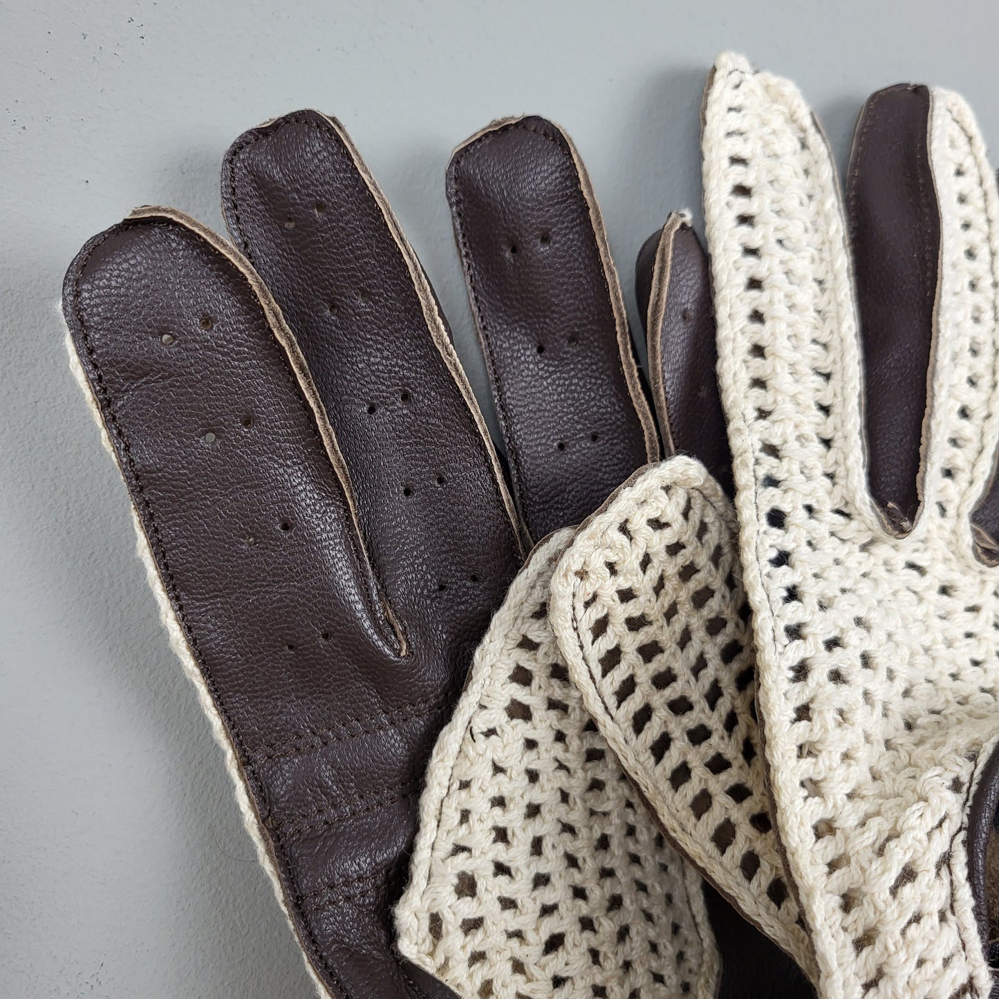 Simoni Racing brown leather driving gloves - cotton mesh - size XL