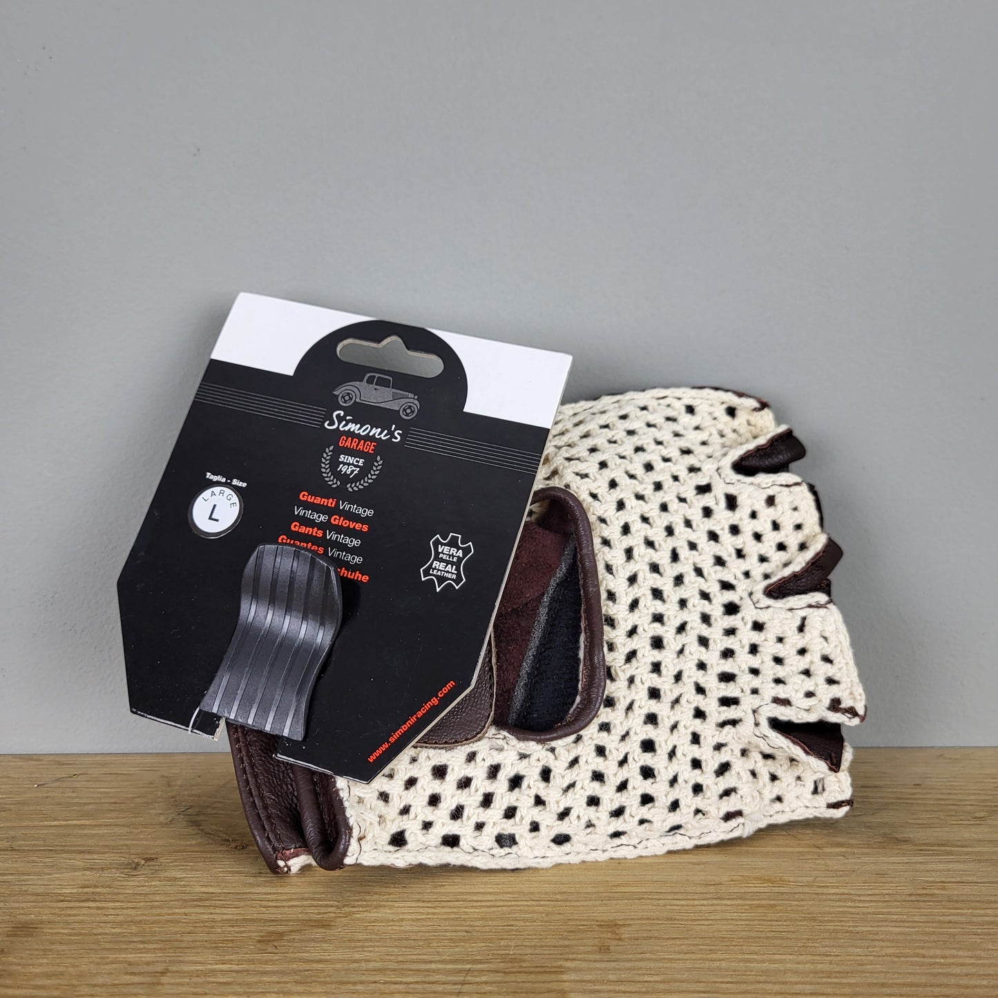 Simoni Racing brown leather driving gloves - size L