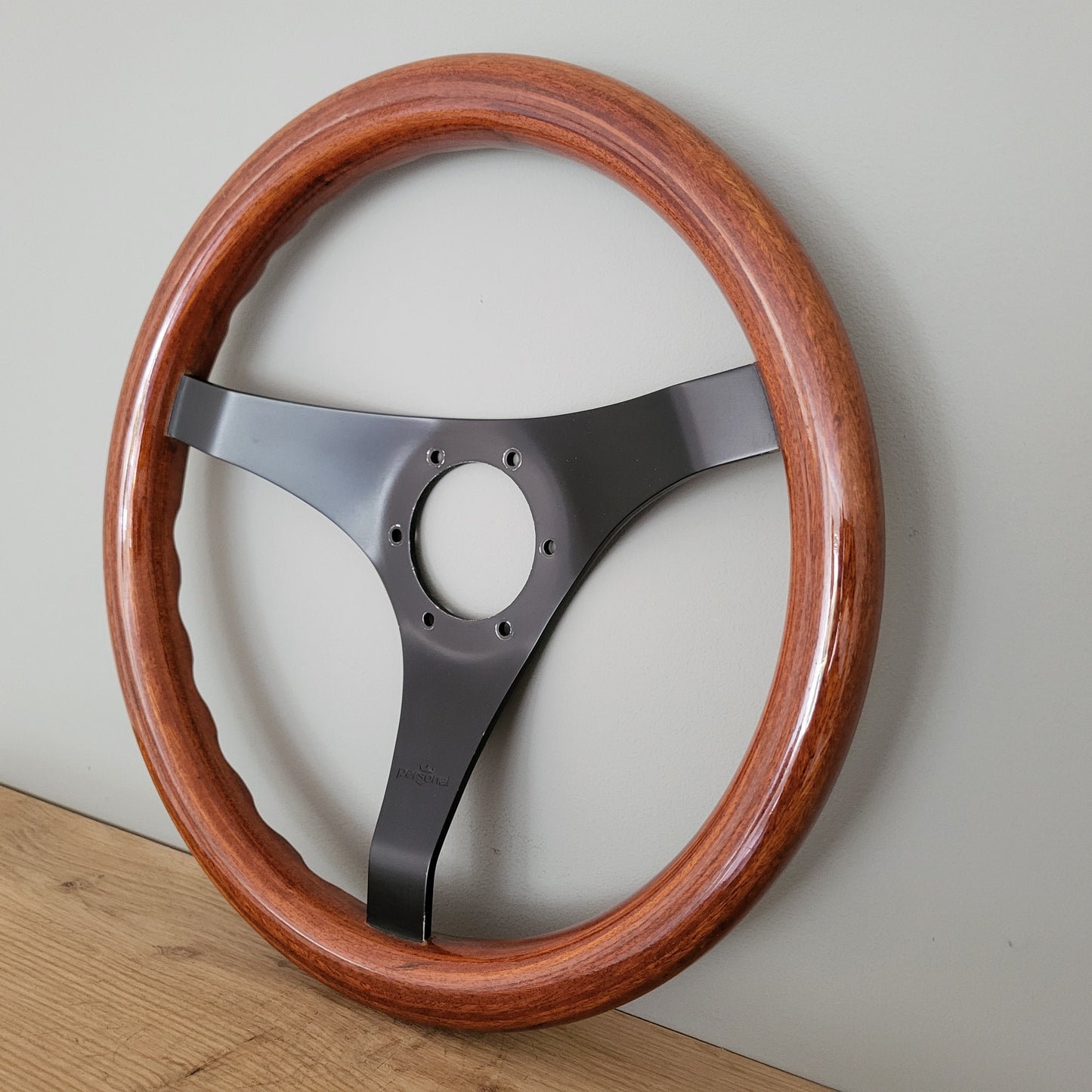 Personal classic three spoke wooden steering wheel (1982)