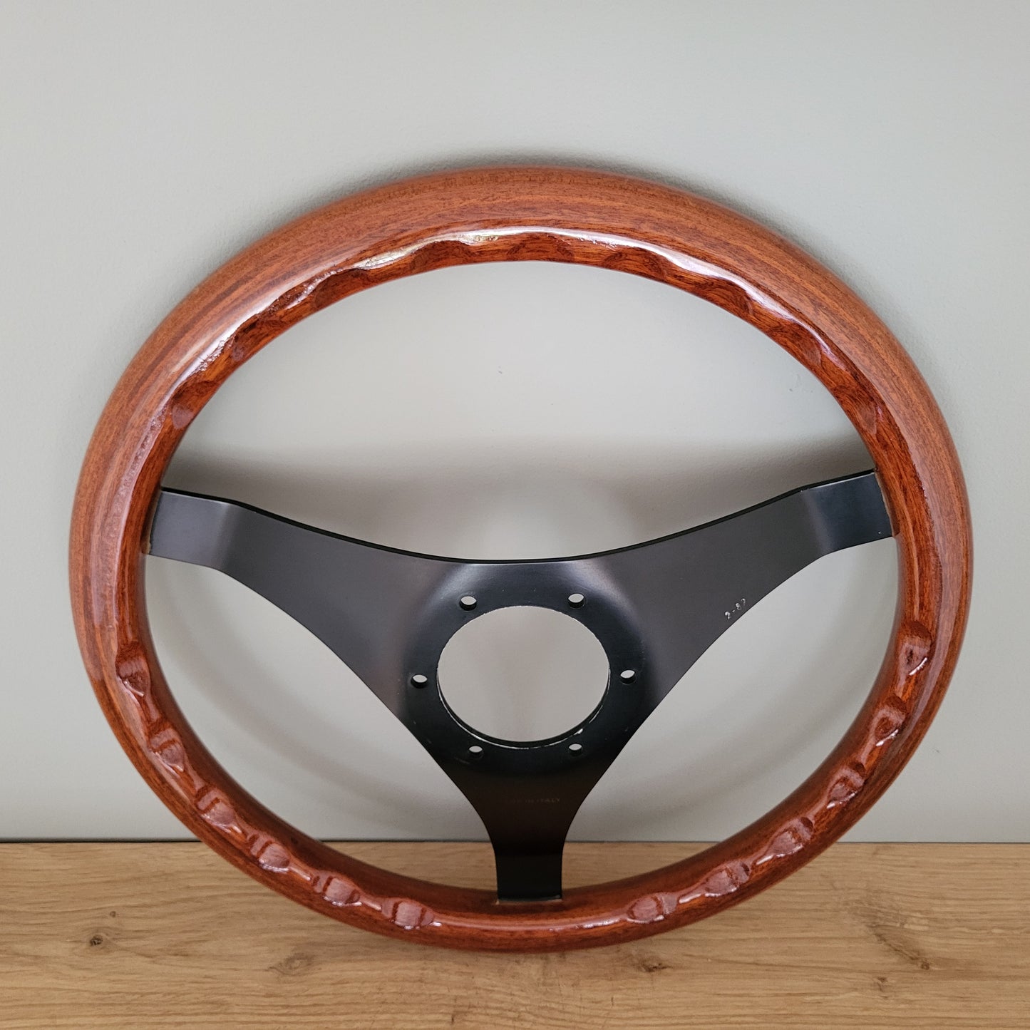 Personal classic three spoke wooden steering wheel (1982)