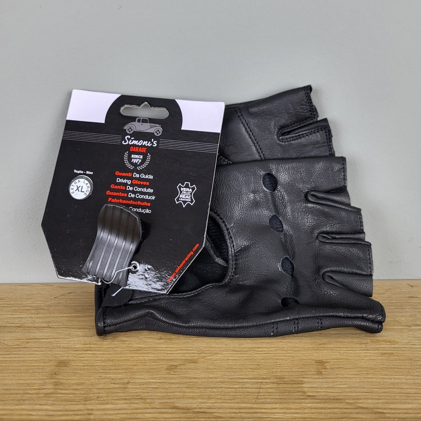 Simoni Racing black leather driving gloves - size XL
