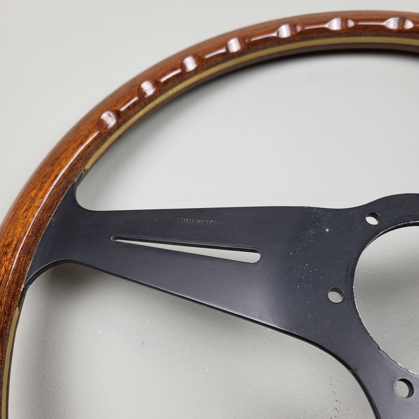 Nardi Classico mahogany wood steering wheel - black spokes (1978)
