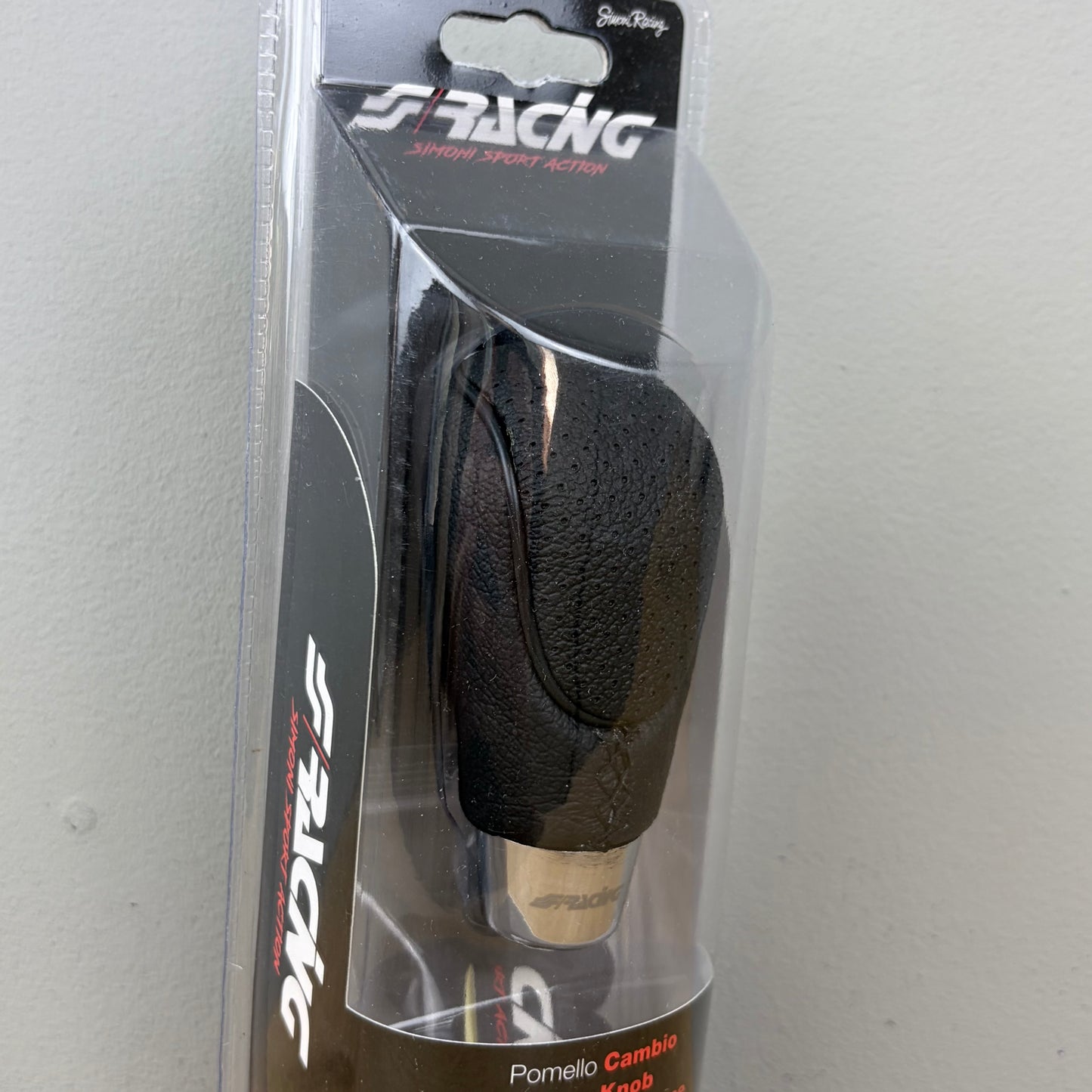 Simoni Racing classic black leather shift knob Brio